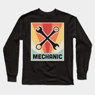 Vintage 70s Style Mechanic Poster Long Sleeve T-Shirt